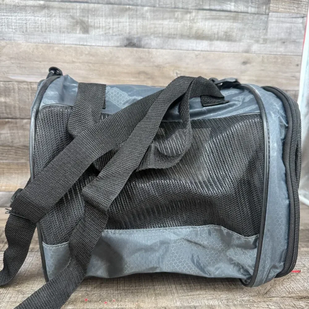 Pet Carrier Bag Shoulder Hand Strap Black Mesh Walls 12